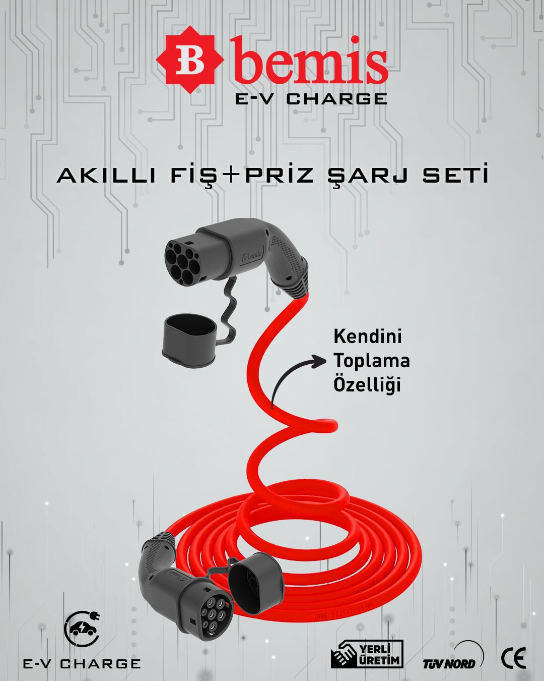 Akıllı Fiş+Priz Şarj Seti 5m (5x6mm2+1x0.75mm2 ttr 32A Trifaze) - BEV-5132-1205