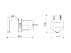 Adaptör 3x2,5 Ttr 1/16A Fiş - 3/16A Priz - BKT-0106-2000