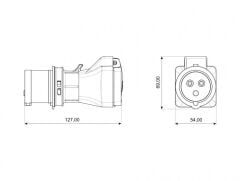 Adaptör 3x2,5 Ttr 3/16A Fiş - 1/16A Priz - BKT-0502-2000